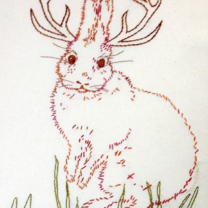 jackalope hand embroidery pattern image 1