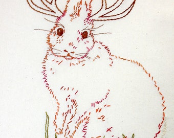 modello di ricamo a mano jackalope