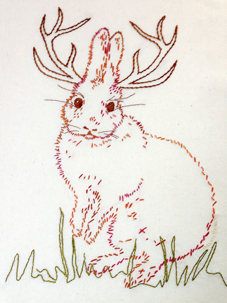 jackalope hand embroidery pattern image 1