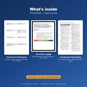 Python Interview Flashcards | 100 Questions & Answers PDF + Anki Deck | Junior Mid Developer Interview Prep | Printable Study Cards image 2