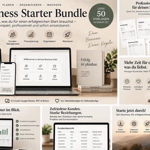 Business Starter Bundle für Selbstständige | Business Vorlagen | Kundenmanagement, Finanzen & Planung | Digitaler Download