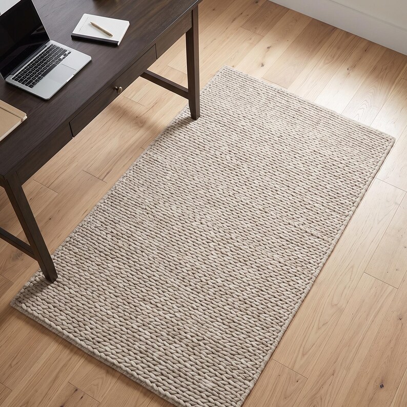 Buy Chunky Wool Bubble Rug, Neutral Handwoven Loop Pile Area Rug for ...