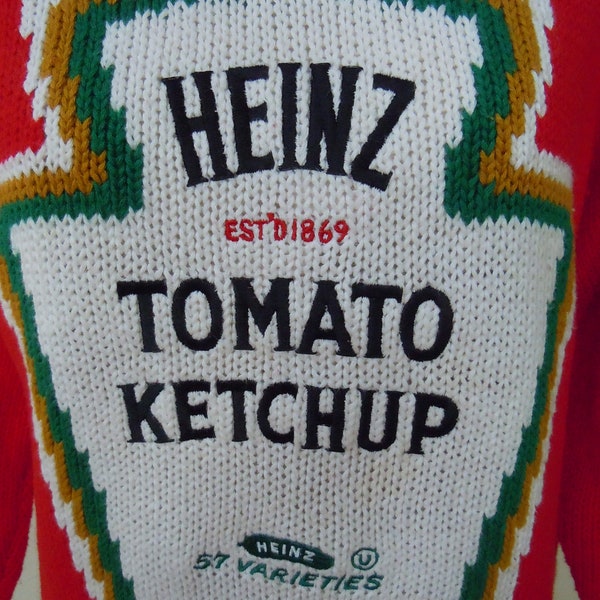 OOAK Women's Vintage Red Heinz 57 Ketchup Novelty Sweater / Size M / Great gift