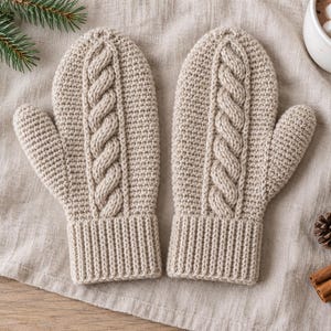 Hearthside Braid Mittens Crochet Pattern, Cozy Cabled Gloves | Beginner Friendly PDF