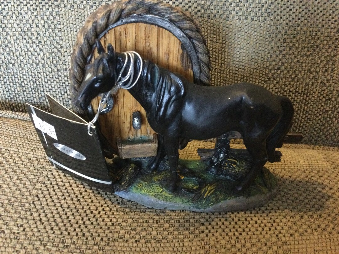Vintage DWK Corp. Black Horse Figurine World of Wonders Original Tag Etsy
