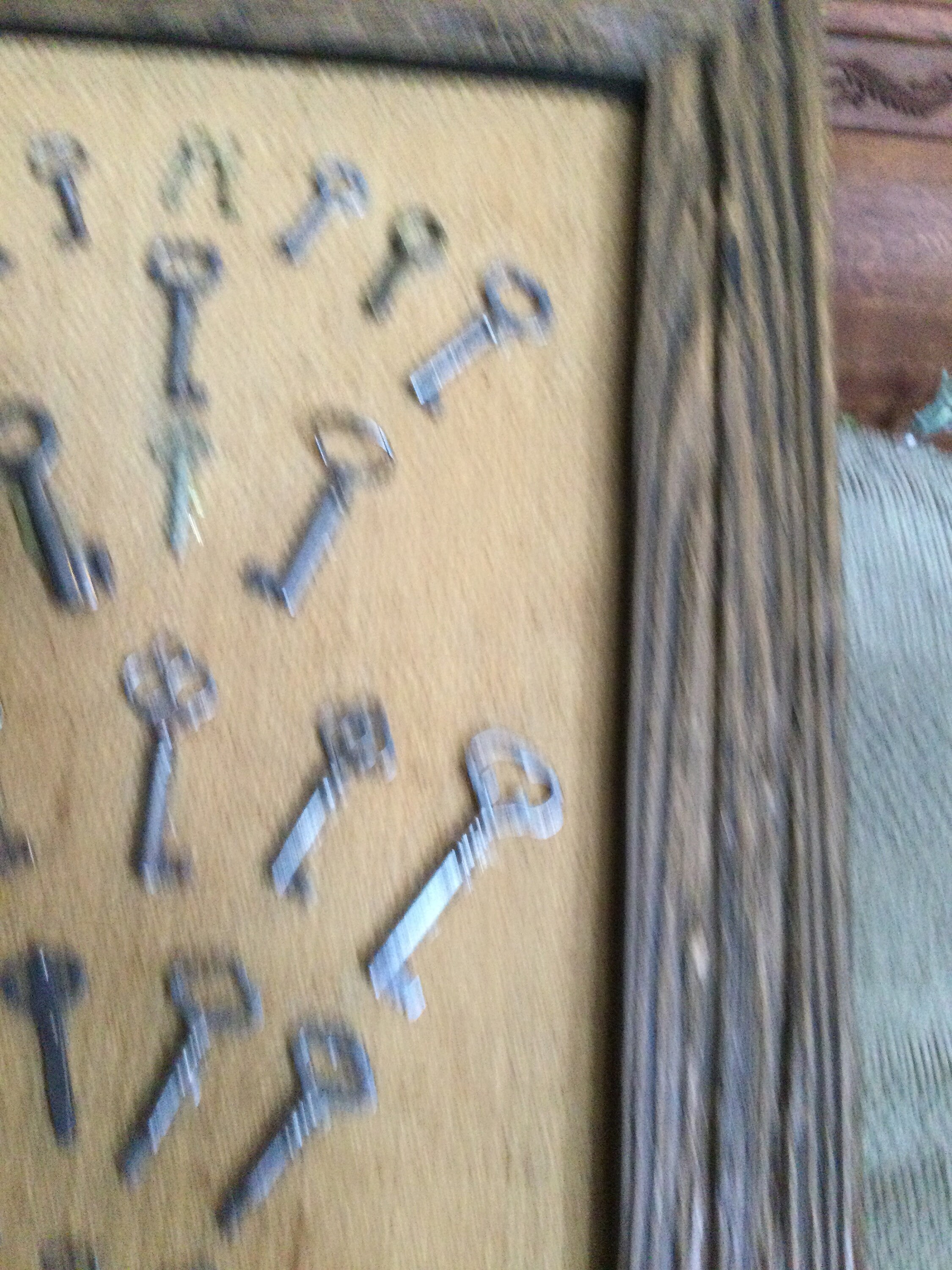 Antique/vintage Key Display With Rustic Wood Frame Rare - Etsy