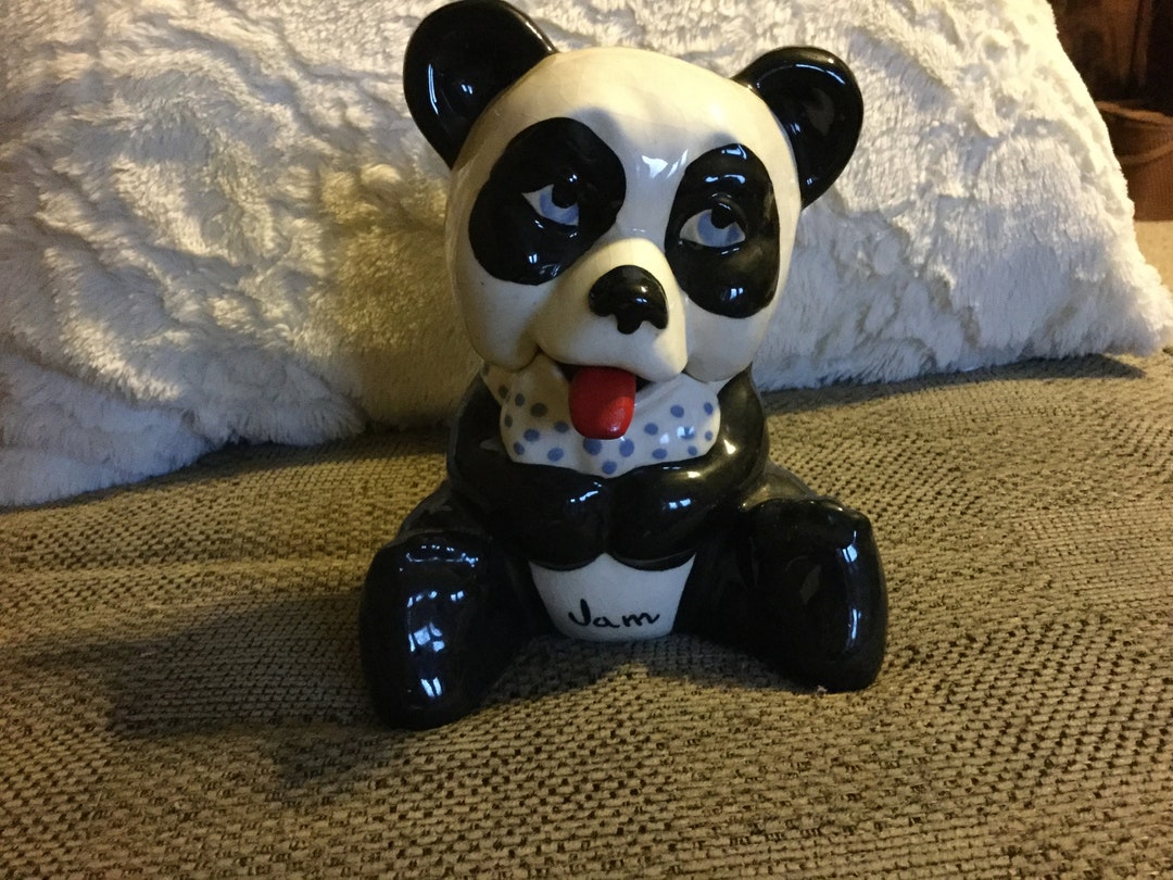 Vintage Bear Jam Container With Tongue Spoon-santa's Village