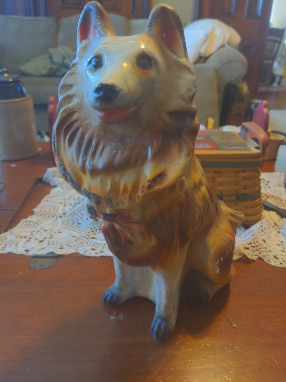 Rare Vintage Carnival Chalkware Collie Dog 12 Inches Tall - Etsy