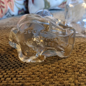 Vintage Clear Glass Adorable Bulldog/ Dog Cohodas Vineyard Salt and Pepper Shakers