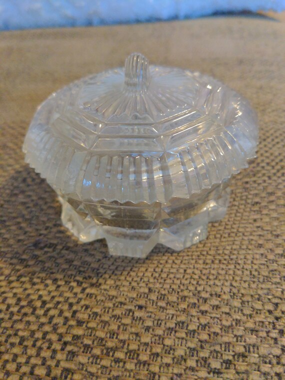 vintage glass lid trinket Gem