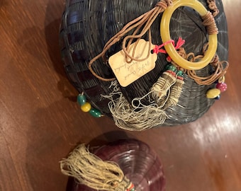 Vintage Chinese Wicker sewing Baskets
