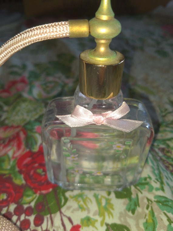 Vintage Hand Painted Perfume Bottle with Atomiser 