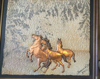 BOHEMSEO☆SILVER PAINTING T WINSLOW HOMER, 'BREEZING UP,1876' RARE AUTHENTIC 1980's ART