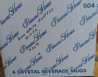 Vintage Set of 4 Princess House Crystal Beverage Mugs orig box awesome