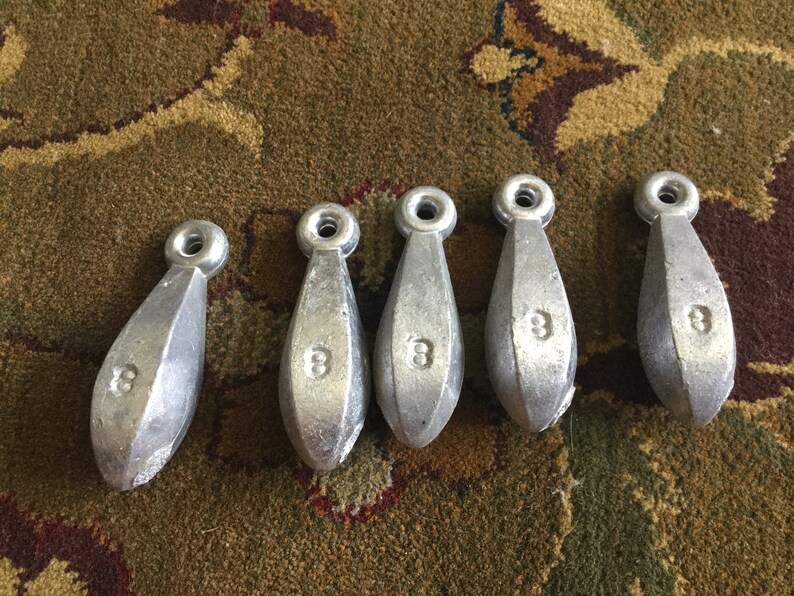 Vintage lot of 5 lead fishing weights 8 Etsy