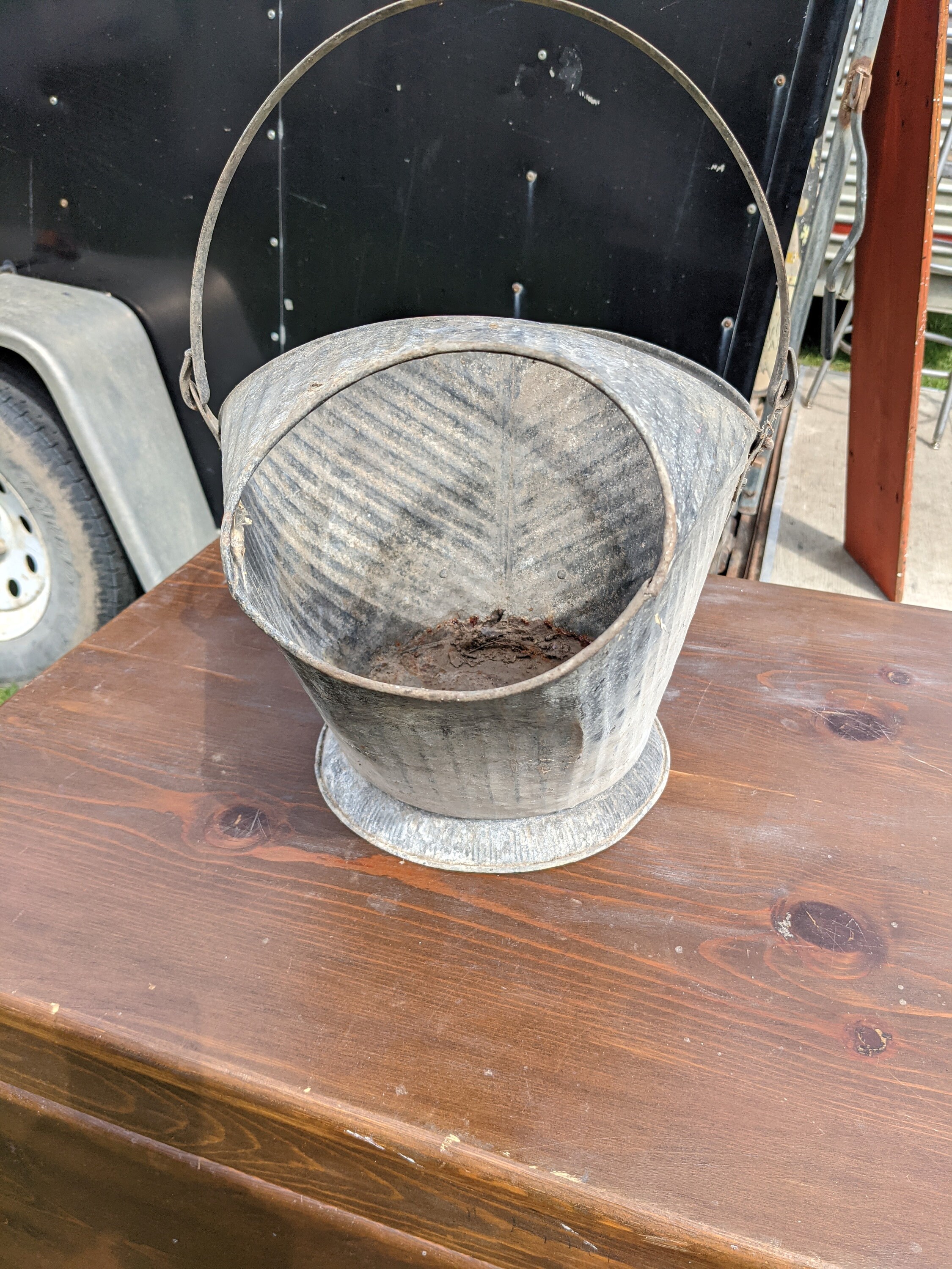 REDUCED! Antique Galvanized Coal Bucket Farm Decor/farm Primitive