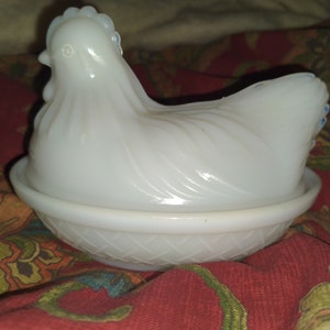 Vintage Opuluscent Hen on Nest Small Farmhouse Decor