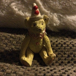 Rare Vintage Miniature Pewter Steiff  Pewter Clown Teddy Bear