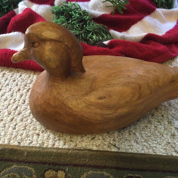 Rare Wood Carved Wood Duck Duck Decoy Thom Gleich Davenport IA what a wonderful display piece?