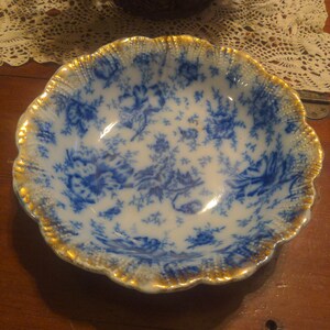 Vintage Flow Blue Warwick China Bowl stunning
