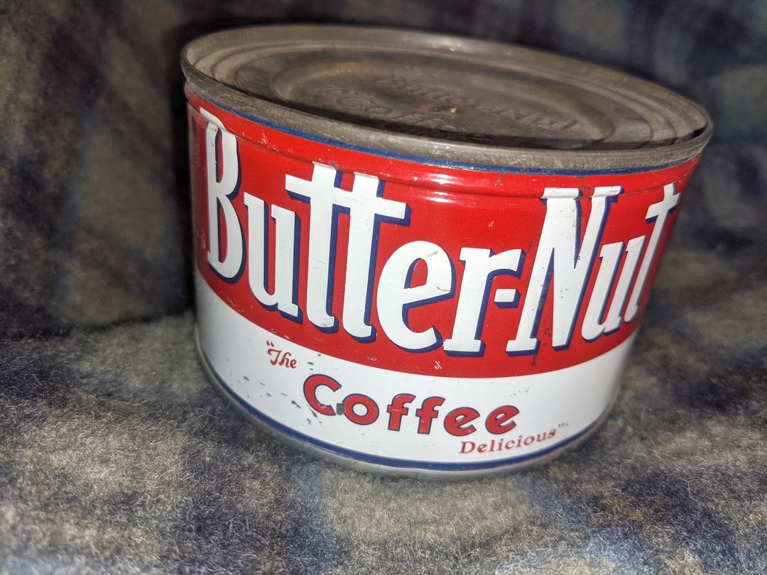 Vintage Butternut Coffee Tin 1 Lb Tin Red and White Farmhouse Decor Etsy