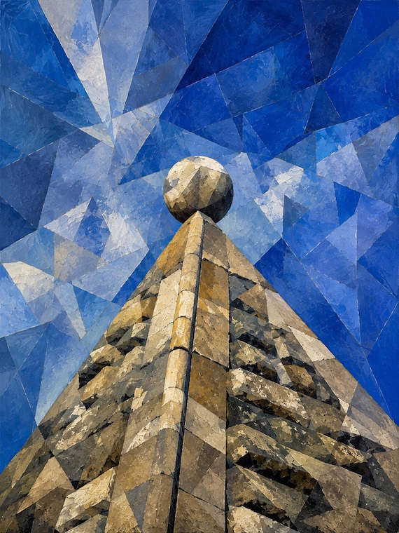 Cubist Stone Pinnacle Printable Wall Art, Gothic Architectural Detail Digital Download, Neutral Decor