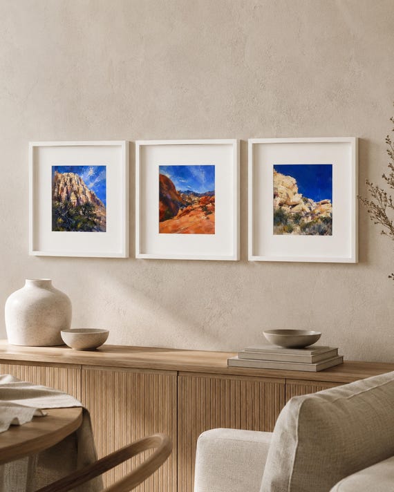 Desert Rock Outcrops Set of 3, Southwest Landscape Printable Wall Art Bundle, Digital Download