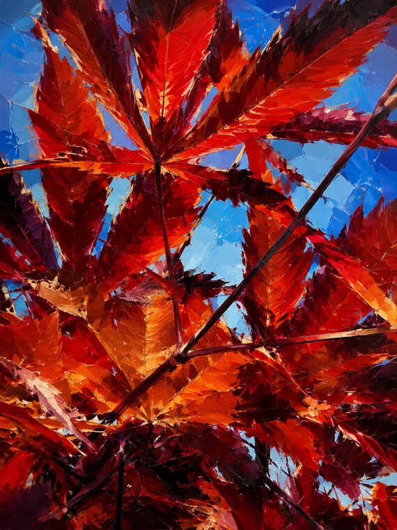 Crimson Leaf Printable Wall Art, Abstract Red Botanical Digital Download, Nature-Inspired Decor