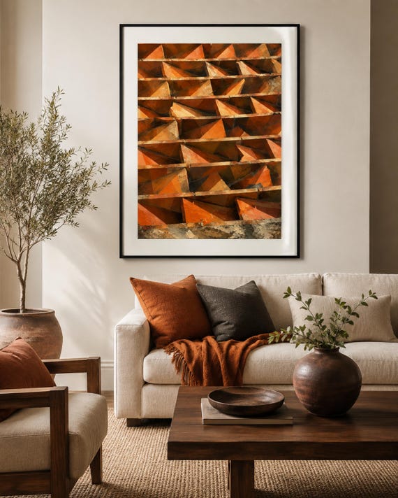 Terracotta Italian Window Tiles Printable Wall Art, Tuscan Architecture Digital Download, Earth Tone Decor