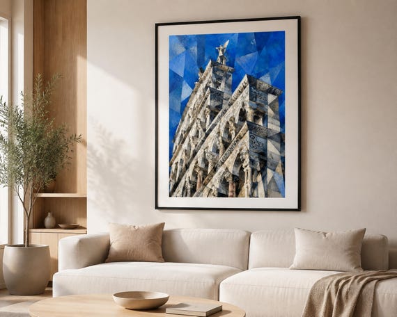 Ornate Lucca Church Printable Wall Art, Italian Architecture Digital Download, Carved Stone Facade