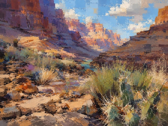 Desert Canyon River Printable Wall Art, Abstract Southwest Landscape Digital Download, Arizona Decor