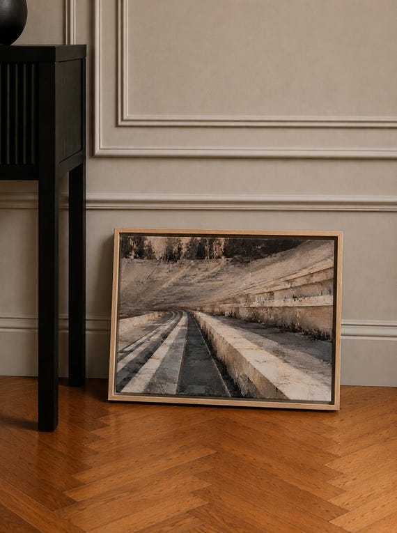 Panathenaic Stadium Athens Giclée Canvas Print, Oak Floating Frame, 335 x 440 mm, Ready to Hang