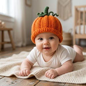 Baby Pumpkin Hat Crochet Pattern | Halloween Beanie (PDF Download)