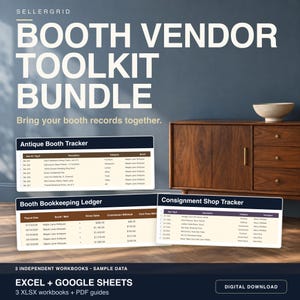Booth Vendor Bundle: Sales, Bookkeeping & Consignment Trackers, Excel and Google Sheets