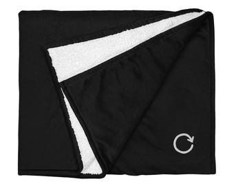 JTERA Elements Cycle Sherpa Blanket — Embroidered Water-Cycle Mark, Premium 50x60 Fleece Throw, Minimalist Black or Brown Cozy Gift