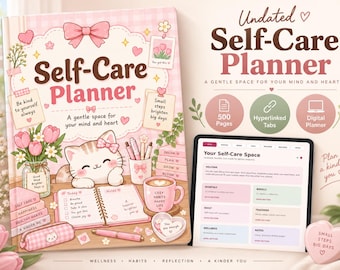 Self Care Planner | 500-Page Undated Digital Wellness Journal | GoodNotes Daily & Weekly Planner