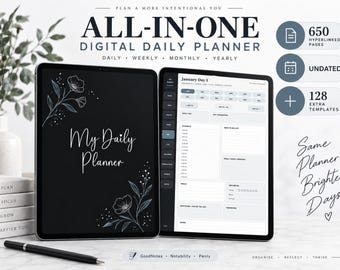 Digital Planner Undated, iPad & Android Planner, GoodNotes Calendar, Daily Weekly Monthly Journal, All in One Planner 2026 2027