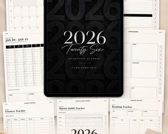 2026 Dark Aesthetic GoodNotes Planner | Hyperlinked Monthly, Weekly, Habit Tracker (Digital Download)