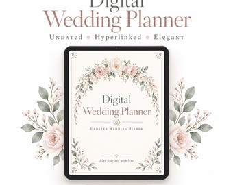 170-Page Digital Wedding Planner, Undated Hyperlinked Binder (PDF Download)