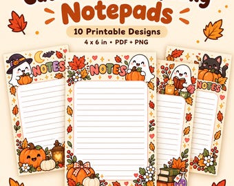 Printable Halloween Notepad Set, Ghost Pumpkin Autumn Stationery Designs (Digital Download)