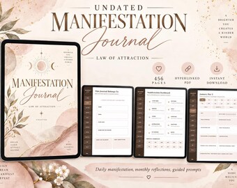 Digital Manifestation Journal, 456-Page GoodNotes Law of Attraction Planner, 369 Method, Affirmations & Vision Board