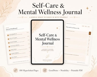 Self-Care Mental Wellness Journal | Anxiety Healing Planner (Digital Download)