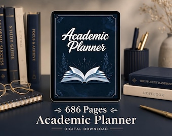 Digital Student Planner PDF | Hyperlinked Academic Organizer | Undated College University Assignment Exam Tracker