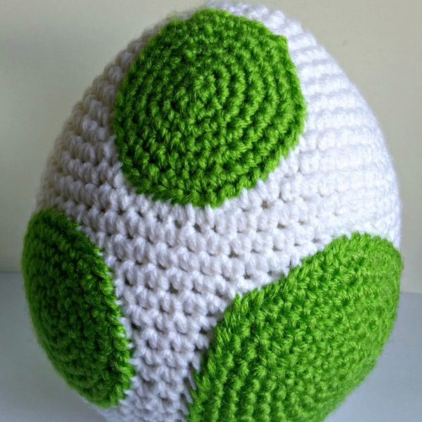 Yoshi Egg Amigurumi Crochet Pattern PDF/ Yoshi's Island/ Yoshi's Wooly World/ Green + White Dinosaur Egg/ Videogame Amigurumi Pattern