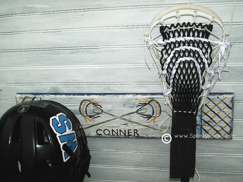 Lacrosse Player Stick Hanger Helmet Rack Wall Organizer Team Etsy