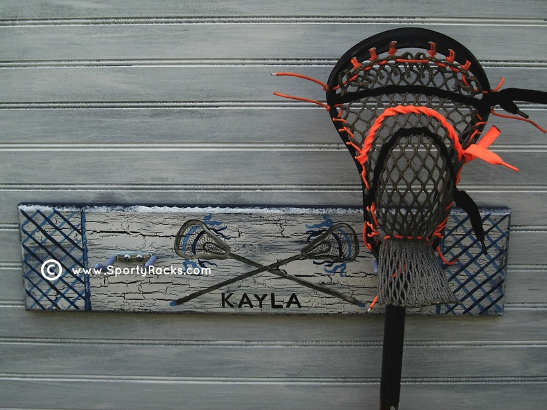 Lacrosse Stick Hanging Rack Sports Decor Organizer Custom Team Etsy