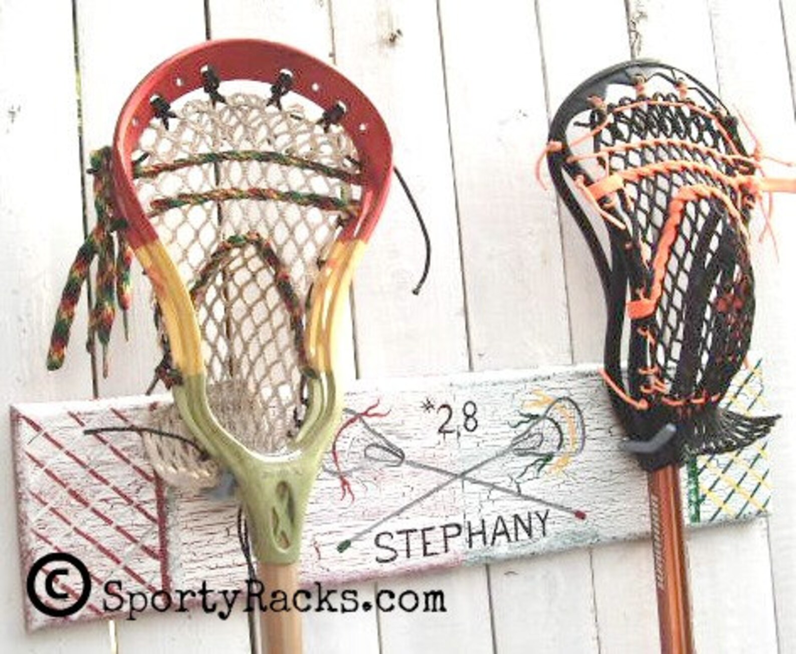 Lacrosse Player Stick Hanger Two Teams Custom Colors Etsy