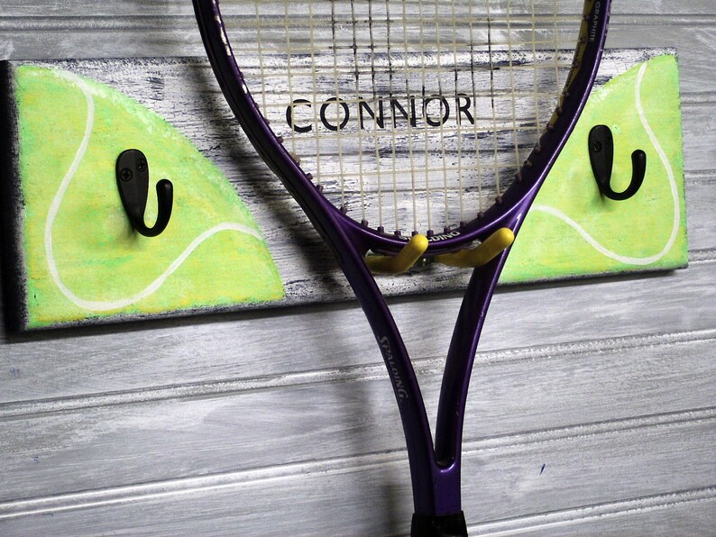 Tennis Racket Hanger Personalized Player Rack Hooks MTO Etsy