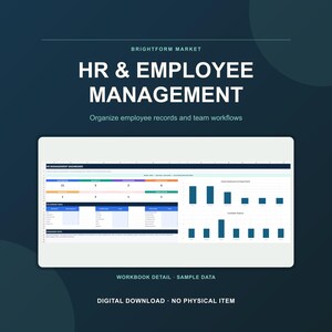 HR Employee Management Command Center, 43-Sheet Excel/Google Sheets Bundle (Digital Download)