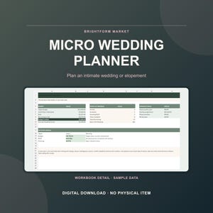 Kalkylblad för mikrobröllopsplanerare, budget för bröllopsfest, gästlista, OSA-tidslinje för sittplatser, Excel Google Sheets